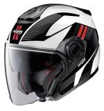  NOLANヘルメット Hybrid-Jet N40-5 メタルホワイト(ブラック/レッド)