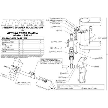 Hyperpro ステアリングダンパマウントーキット RS 250(レプリカ) 98-03