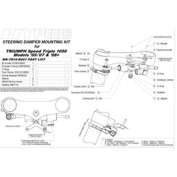 Hyperpro ステアリングダンパマウントーキット SPEED TRIPLE 1050 05-10